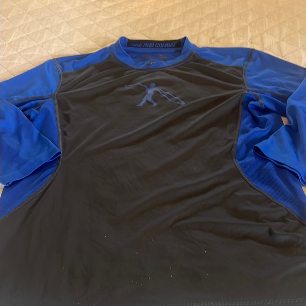 Nike Pro Combat Black and Blue 3/4 length sleeve